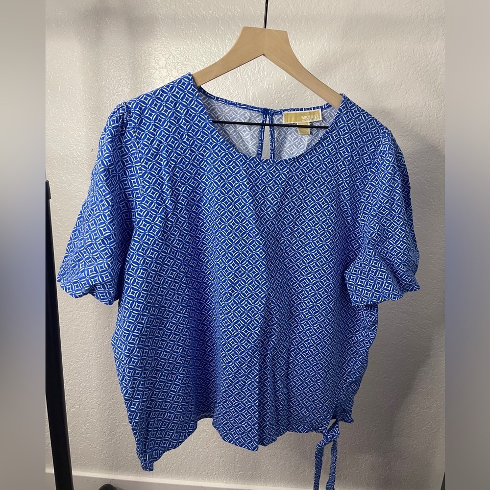 XL Grecian Blue Diamond Michael Kors Abstract Tunic/Blouse MSRP$98